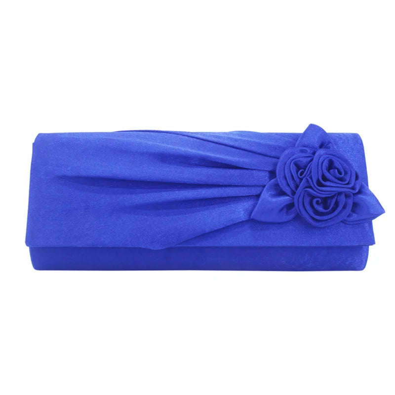 Women Clutch Rose Flowers Evening Bag Ladies Banquet Silk Handbag