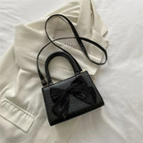 Women Shoulder Bag Bow Crossbody Leather Handbag Solid Zipper