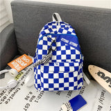 Casual Plaid Women's Backpack Nylon Girls Shoulder Bags Unisex