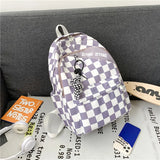 Casual Plaid Women's Backpack Nylon Girls Shoulder Bags Unisex