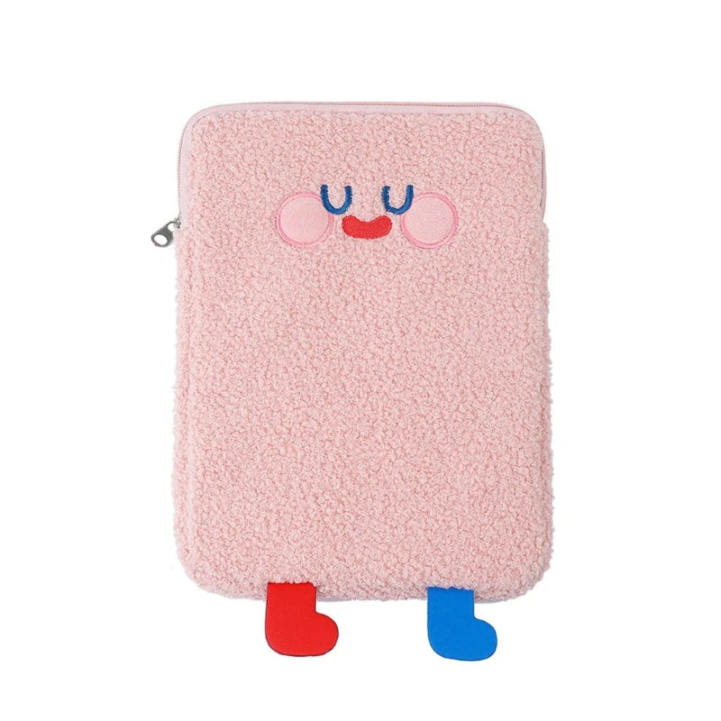 Cartoon Plush Tablet Protect Pouch Bag Case Sleeve Laptop Cover Pocket