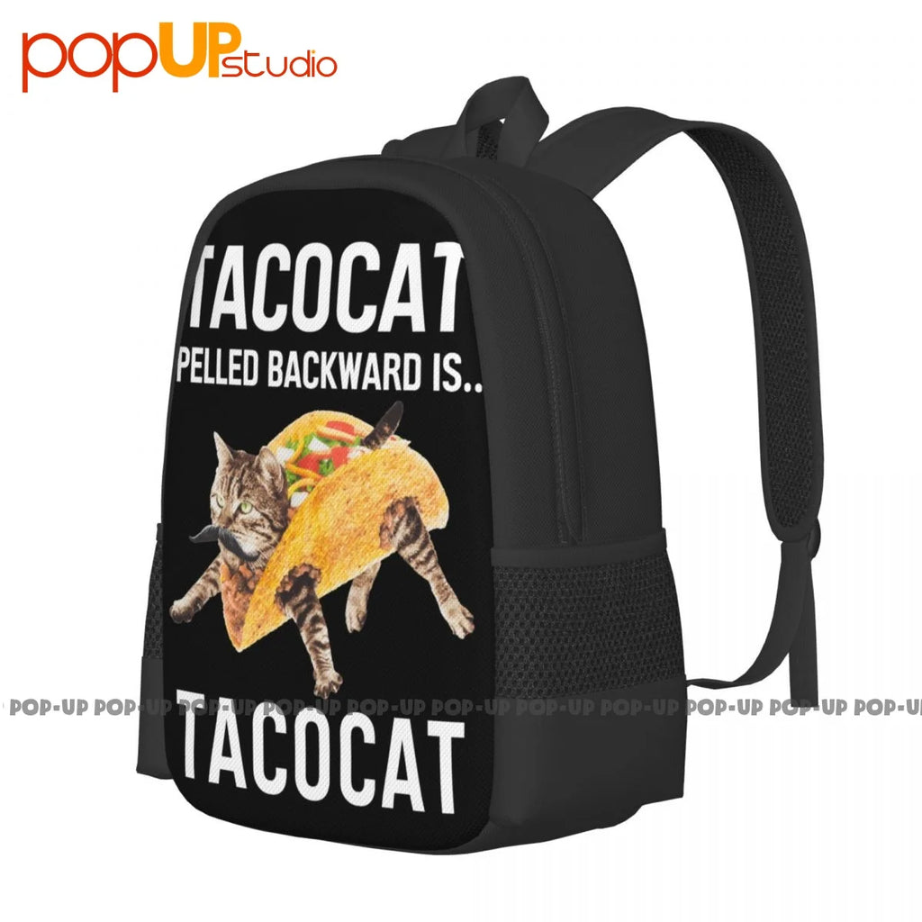 Large Capacity Tacocat Spelled Backward Backpack - Schoolbag Gym Tote Bag