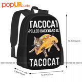 Large Capacity Tacocat Spelled Backward Backpack - Schoolbag Gym Tote Bag