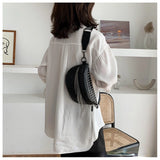 Tassel Chest Bag for Women Crossbody Waist Bag Rivet Texture Handbags