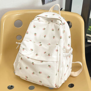 Teen Girls School Backpack Small Floral Print Nylon Travel Bookbag