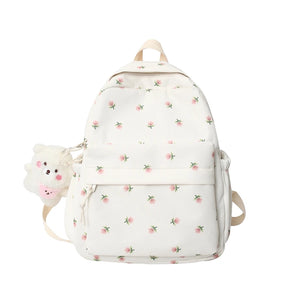 Teen Girls School Backpack Small Floral Print Nylon Travel Bookbag