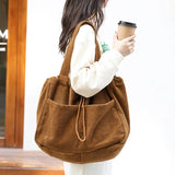 Teenager Winter Oversized Corduroy Soft Drawstring Pouch Bag