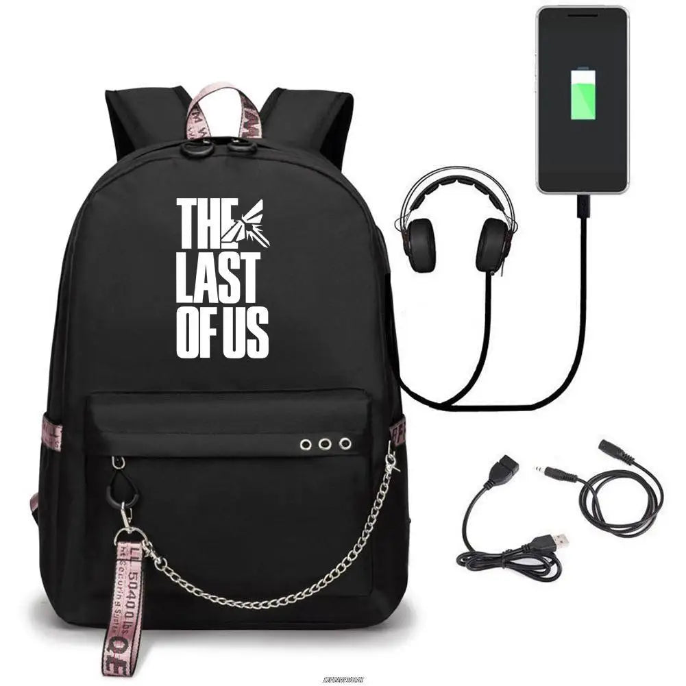 The Last Of Us Games Backpack USB Charge School Bags for Girls Boys