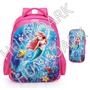 Little Mermaid Backpack Cartoon Princess School Bags Boys Girls