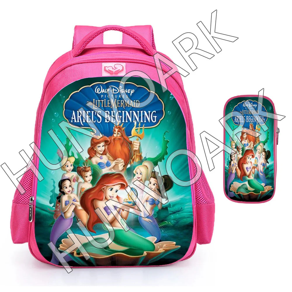 Little Mermaid Backpack Cartoon Princess School Bags Boys Girls