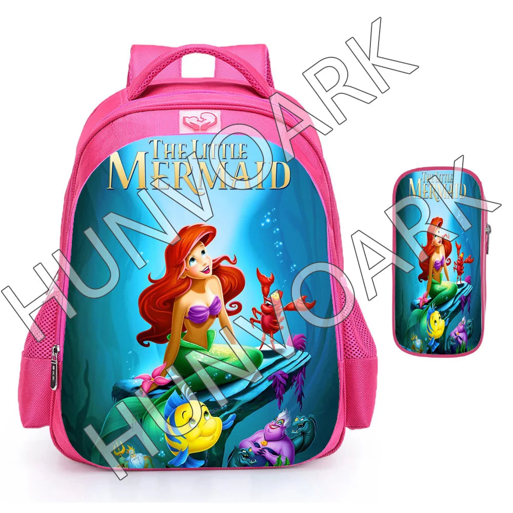 Little Mermaid Backpack Cartoon Princess School Bags Boys Girls