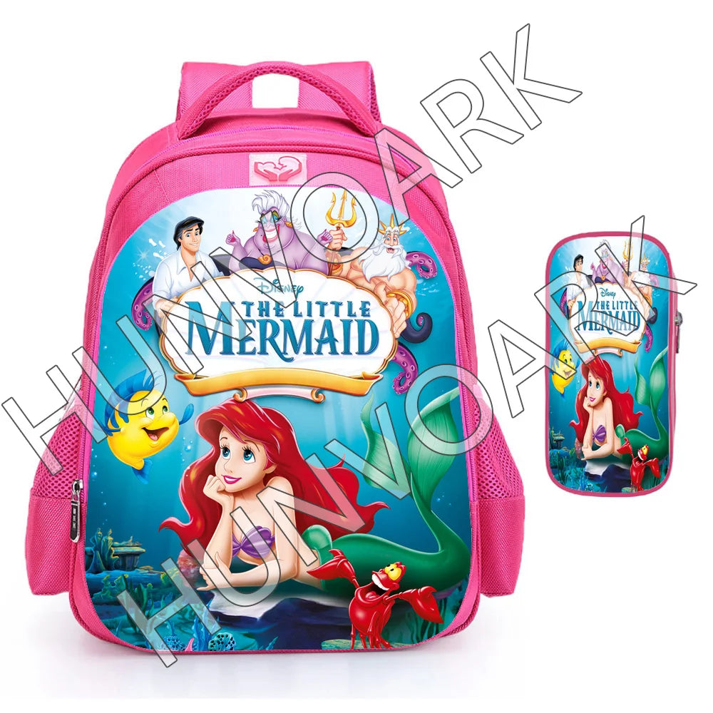Little Mermaid Backpack Cartoon Princess School Bags Boys Girls