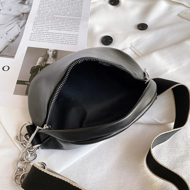 Semicircle Saddle Crossbody Bag PU Leather Shoulder Handbags