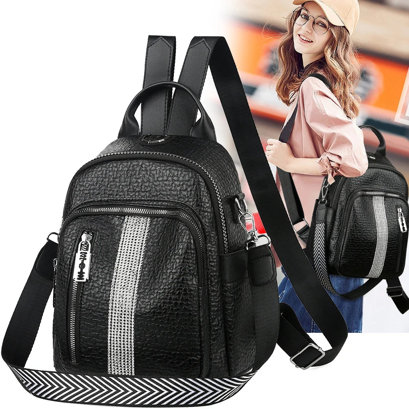 Large PU Leather Backpack for Women - Travel and School