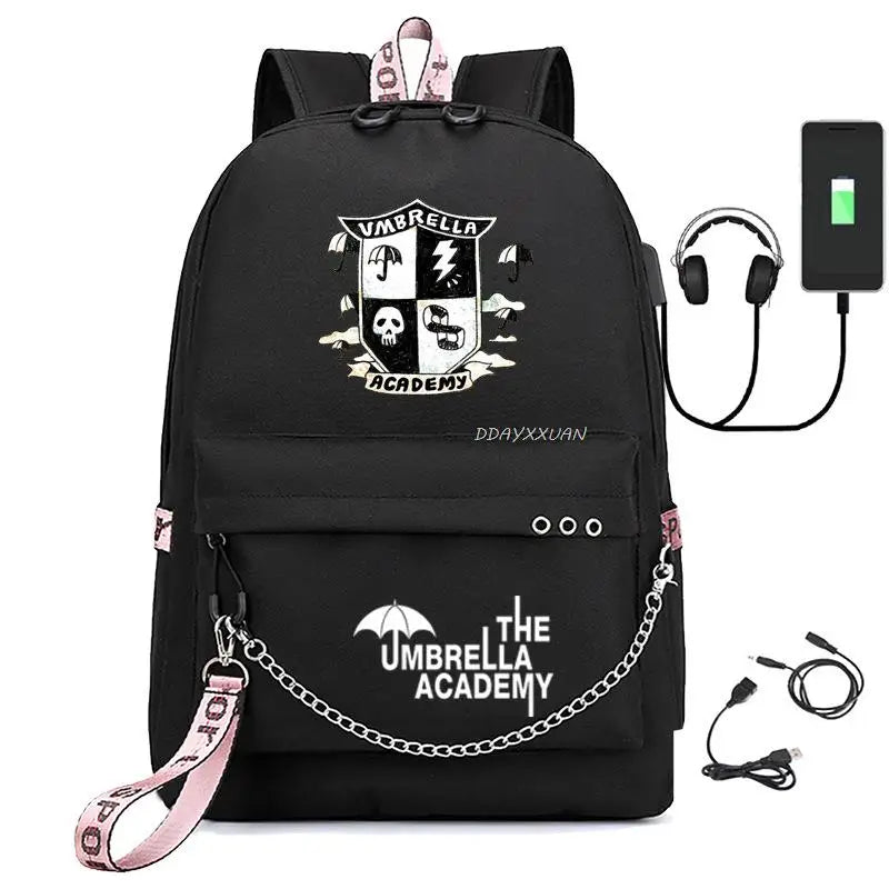 Umbrella Academy USB Charging School Backpack
