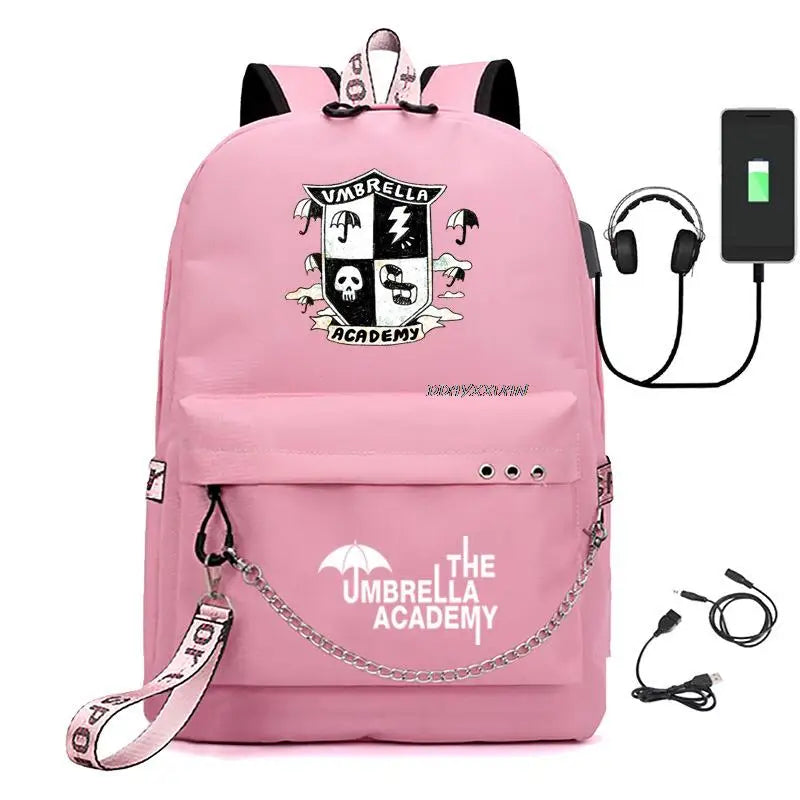 Umbrella Academy USB Charging School Backpack