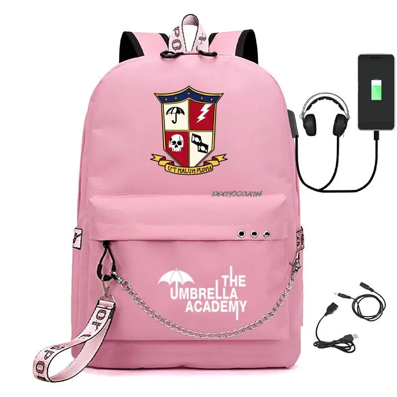 Umbrella Academy USB Charging School Backpack