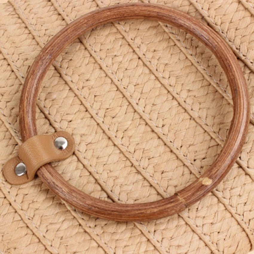Cylindrical Hand-Carried Crossbody Straw Woven Bag