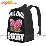 Girl Loves Rugby Sports Lover Backpack Large Travel Eco-Friendly Backpacks