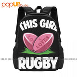Girl Loves Rugby Sports Lover Backpack Large Travel Eco-Friendly Backpacks