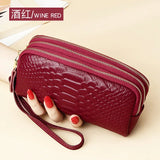 Three Layer Zipper Leather Phone Bag Wallet Purse