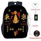 Tokyo Revengers USB Charging Backpack Casual Travel Laptop Rucksack Anime