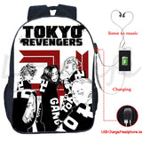 Tokyo Revengers USB Charging Backpack Casual Travel Laptop Rucksack Anime