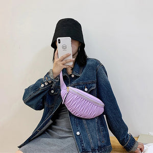 Female Belt Bag Striped Waist Leather Chest Shoulder Fanny Pack