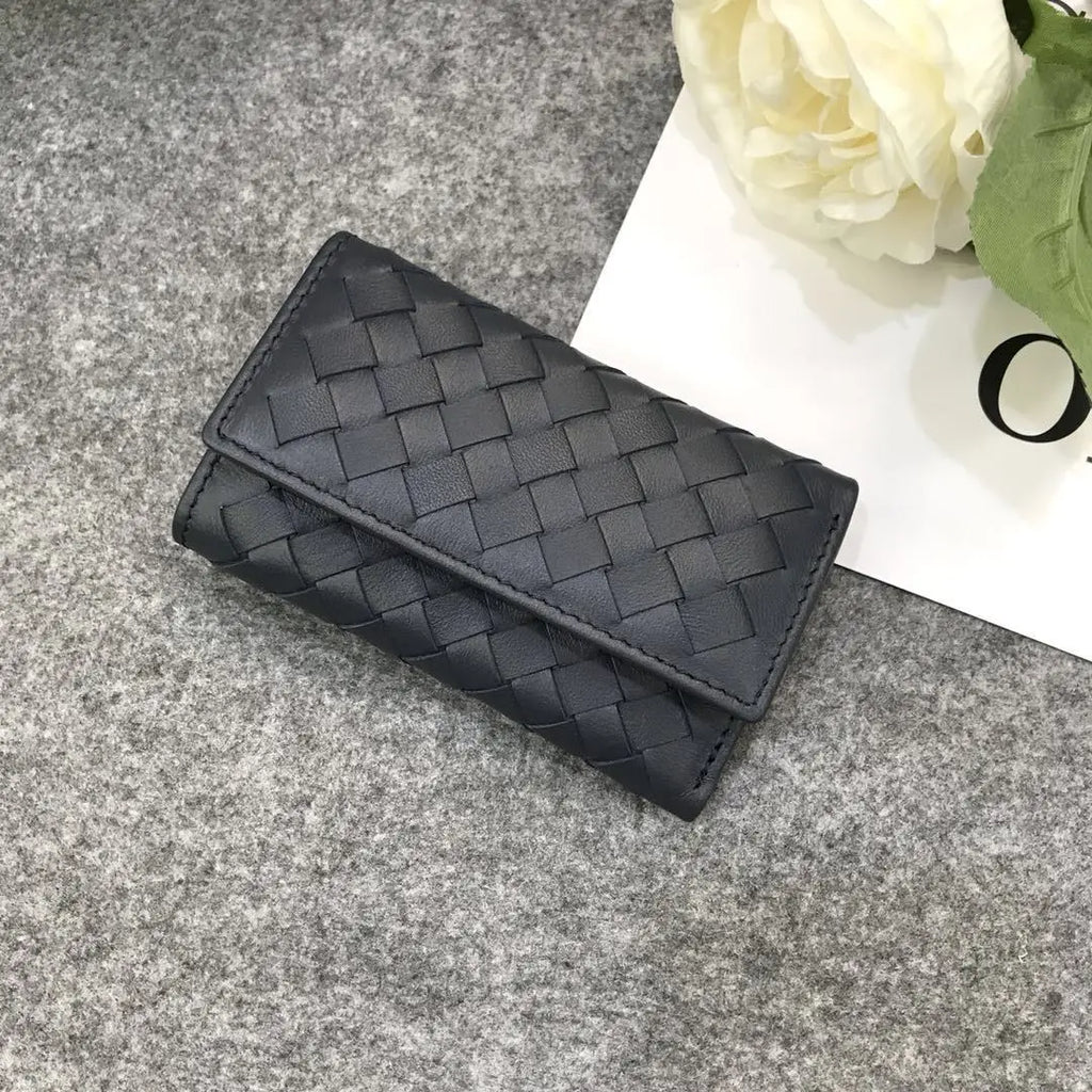 Real Lambskin 6 Keys Holder Cash Clip Button Wallet