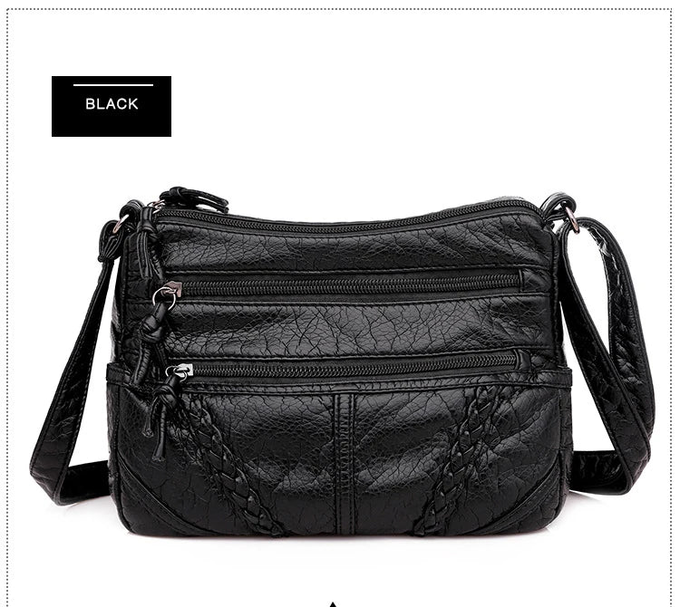 Brown Crossbody Bag Ladies Women Shoulder Bag PU Large Capacity