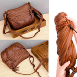 Brown Crossbody Bag Ladies Women Shoulder Bag PU Large Capacity