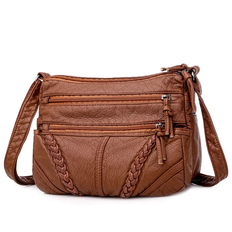 Brown Crossbody Bag Ladies Women Shoulder Bag PU Large Capacity