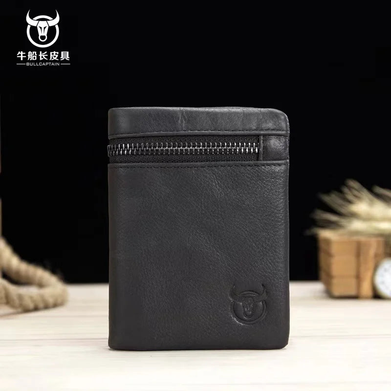 Bullcaptain Leather Wallet Multifunctional Folding Multi-Card Position