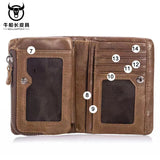 Bullcaptain Leather Wallet Multifunctional Folding Multi-Card Position