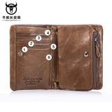 Bullcaptain Leather Wallet Multifunctional Folding Multi-Card Position