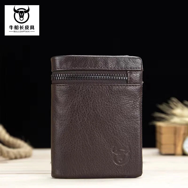Bullcaptain Leather Wallet Multifunctional Folding Multi-Card Position