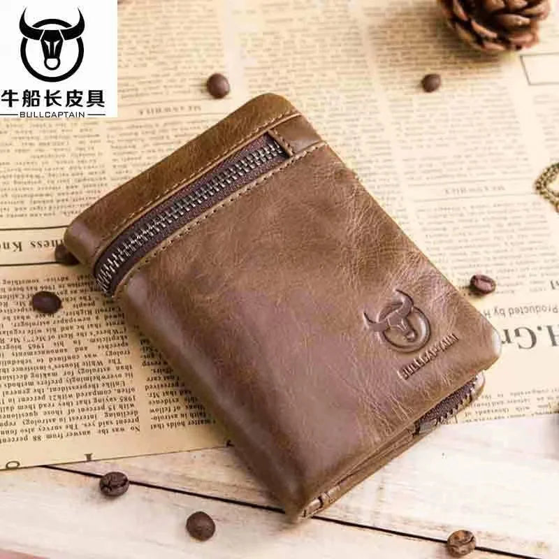 Bullcaptain Leather Wallet Multifunctional Folding Multi-Card Position