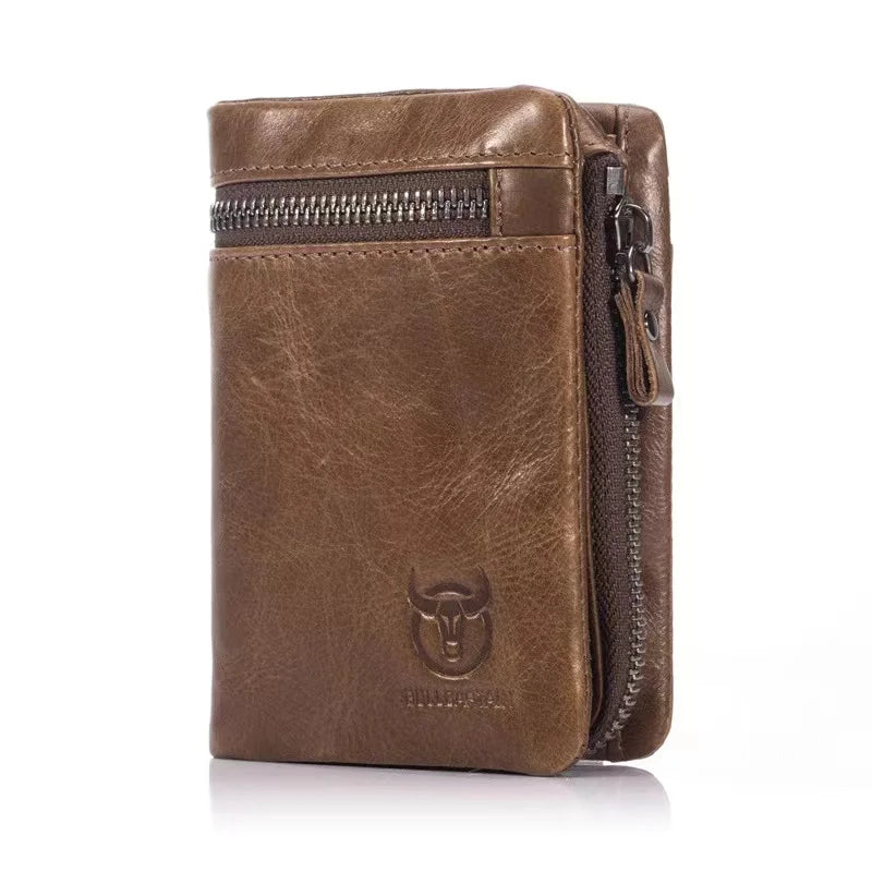 Bullcaptain Leather Wallet Multifunctional Folding Multi-Card Position