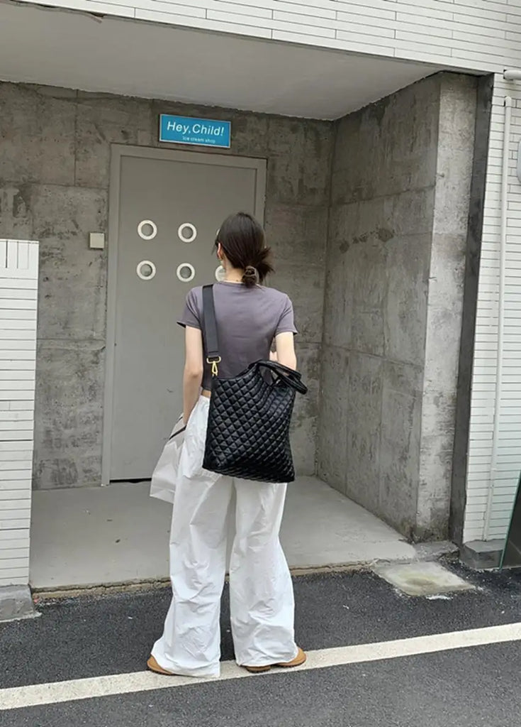 Tote Bag Female Autumn Winter High Capacity Rhombic Large Bag