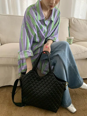 Tote Bag Female Autumn Winter High Capacity Rhombic Large Bag