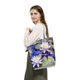 Botanical Flower Print Tote Bag Large Capacity School Teacher Gift Shopping Bag