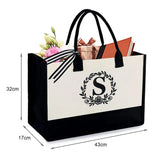 Letter Printed Square Tote Bag High Capacity Storage Mother's Gift