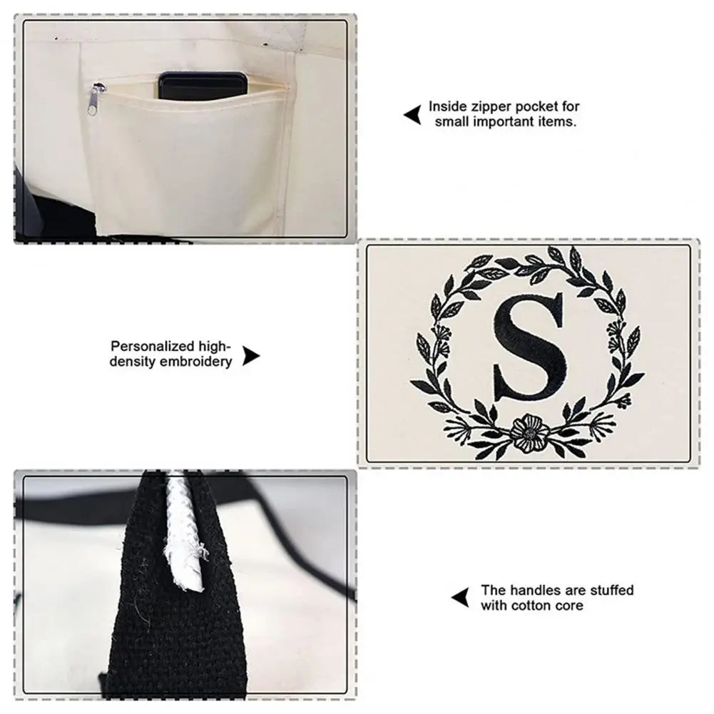 Letter Printed Square Tote Bag High Capacity Storage Mother's Gift