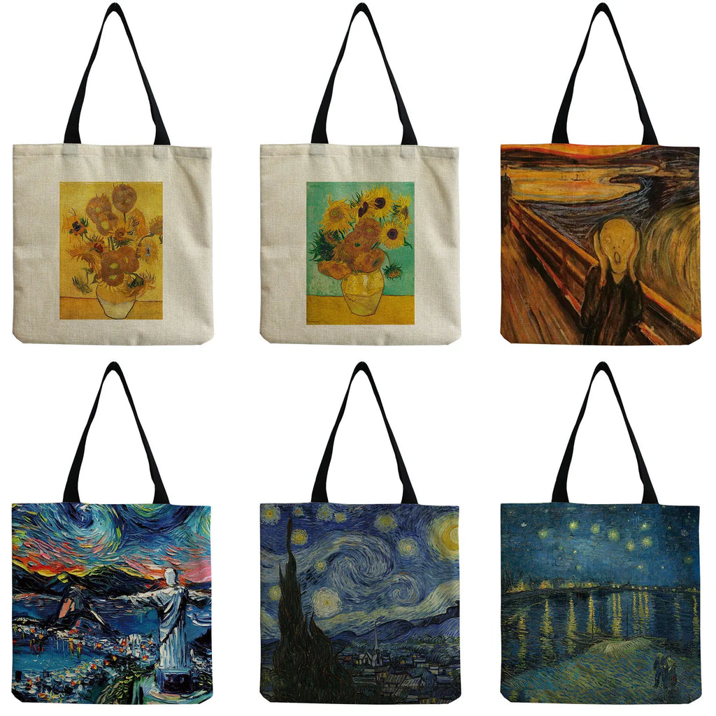 Tote Shopper Bag Handbag Art Famous Oil Painting Travel Beach Bag