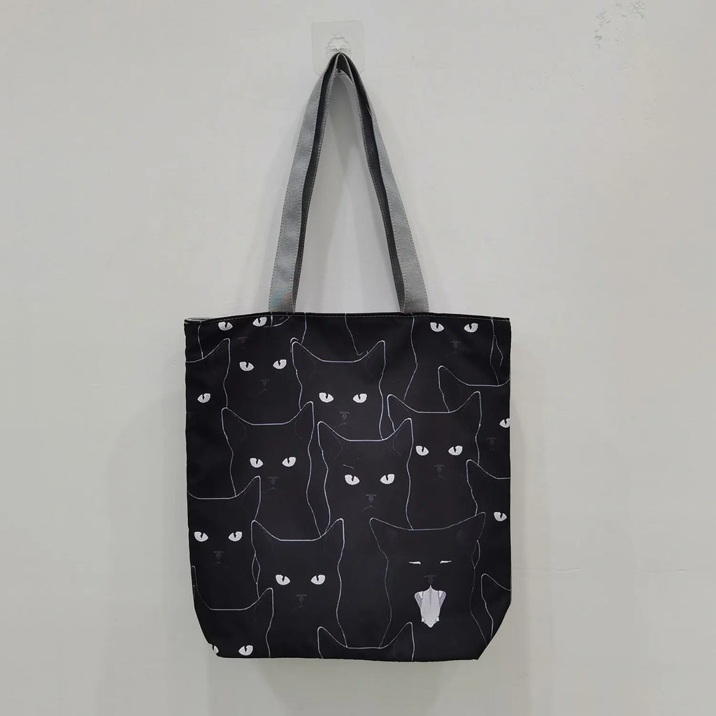 Cat Print Tote Shopper Shopping Bag - Reusable Shoulder Bags