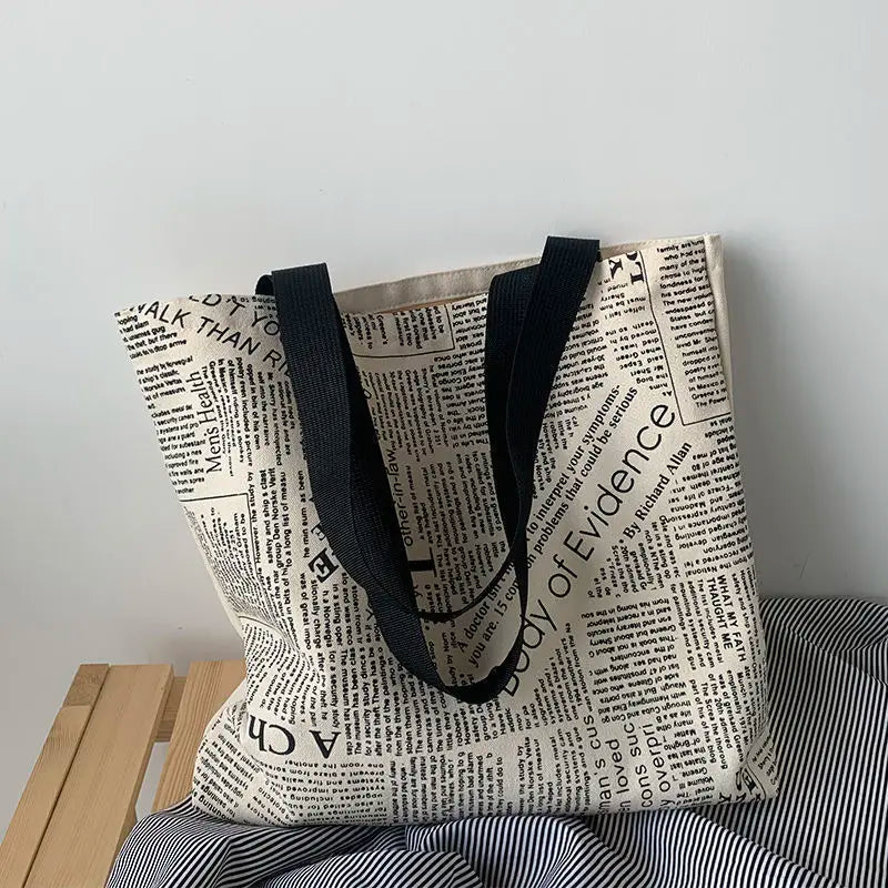 Canvas Tote Bag Women Large Capacity Shoulder School Shopping Bag