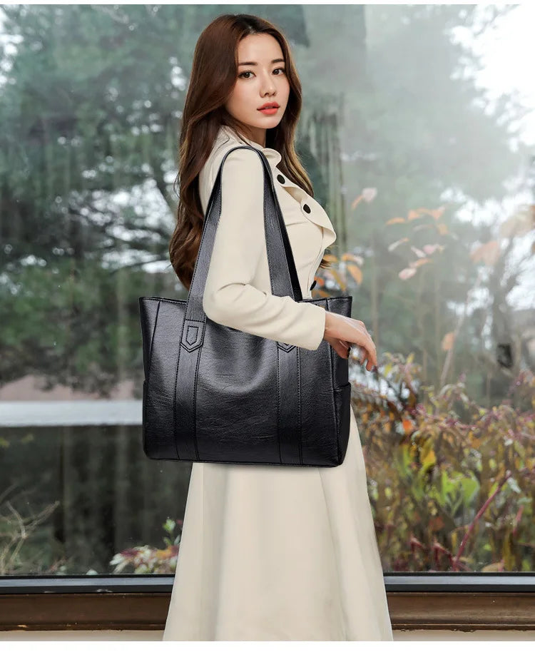 Large Capacity Shoulder Bag PU Leather Leisure Messenger Crossbody Daily Bags