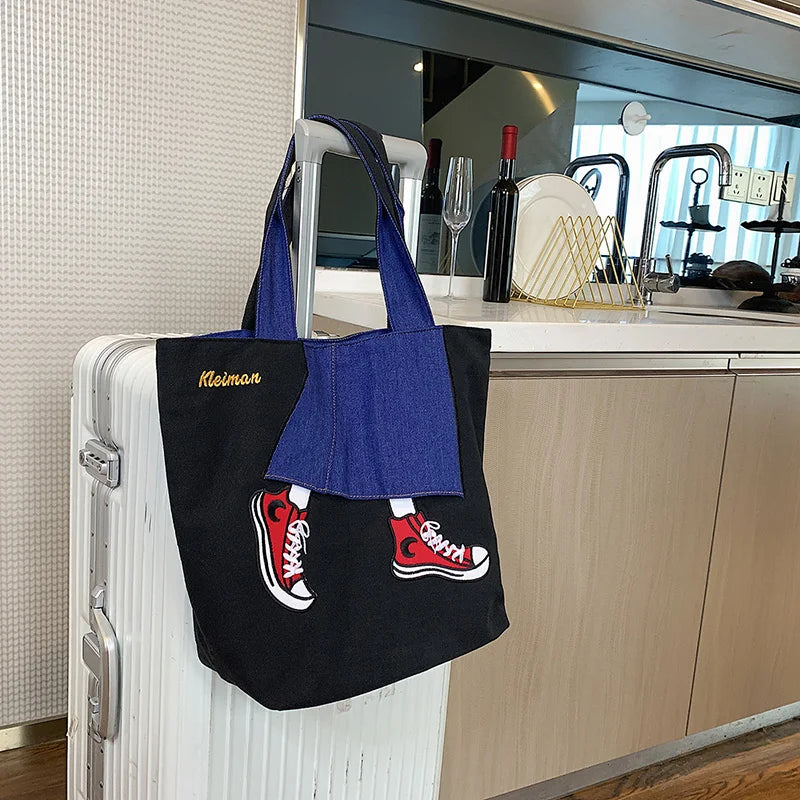 Canvas Totes Shoulder Bag for Women Large Capacity Casual Shopping Handbag