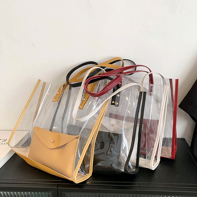 Female PVC Handbags Large Capacity Casual Shopper Bag