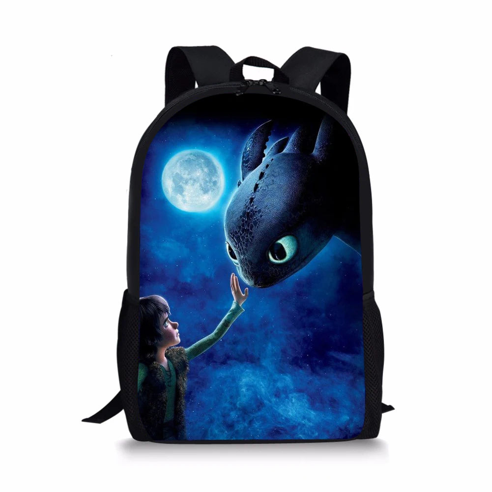 Train-Dragon-Anime Print Backpack Casual Outdoor Travel Children's Knapsack